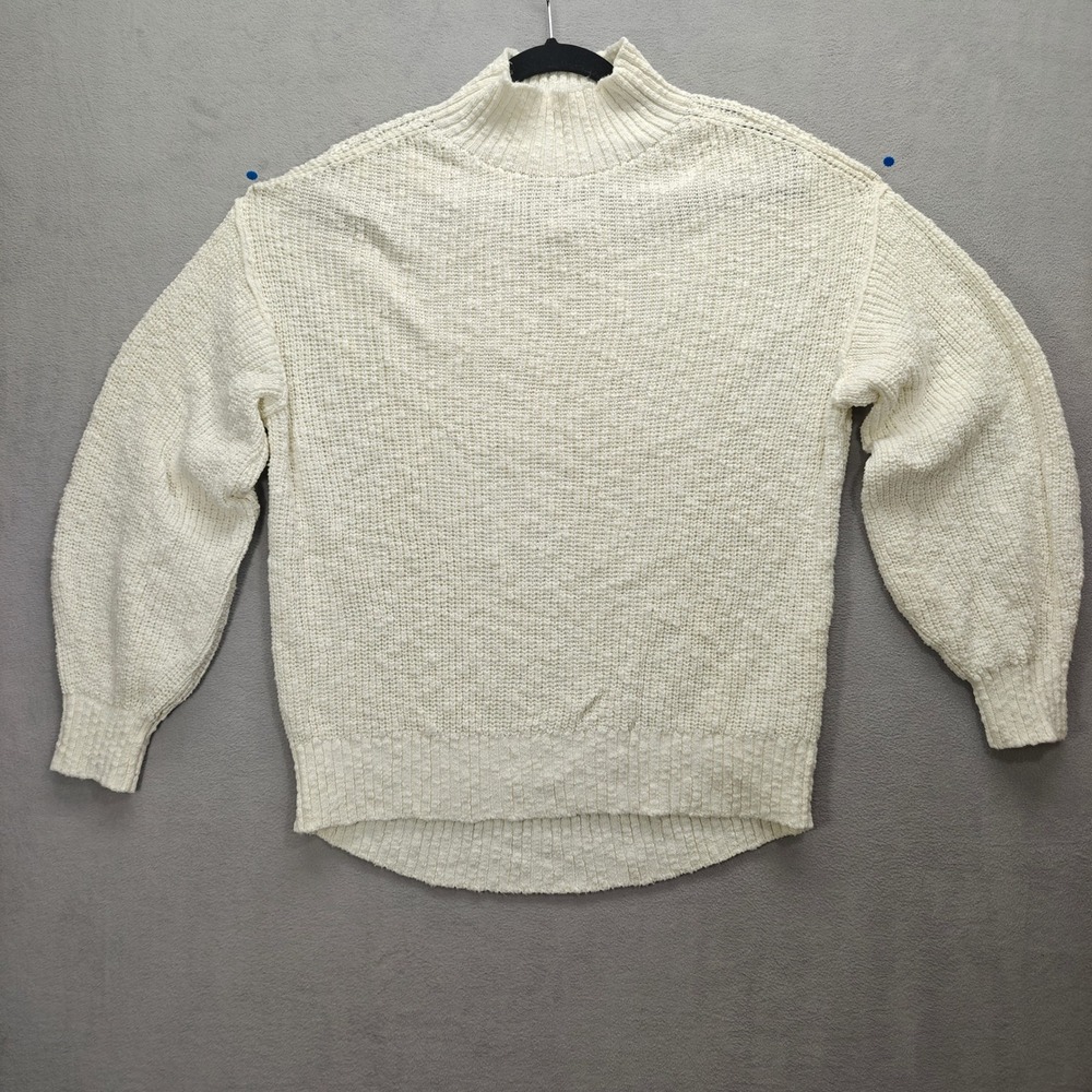 Aerie Mock Neck Sweater Womens M Cotton Oversized Coastal Minimalist Academia